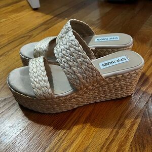 Steve Madden Tan Woven Wedge Sandals